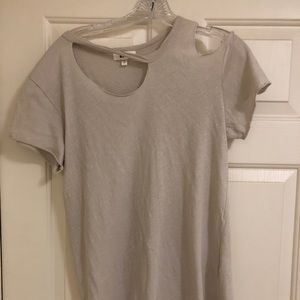 LNA Asymmetrical stone washed light gray t-shirt